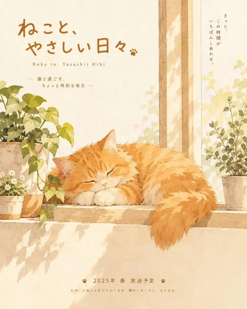 猫和窗台封面图，动漫·治愈动画，2024年